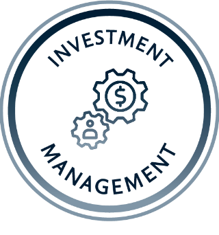 Investment management logo with gears-- Wisdom to Wealth